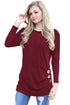 Claret Buttoned Side Long Sleeve Spring Autumn Womens Top